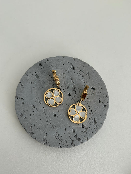 Anais Clover Hoop Drop Earrings