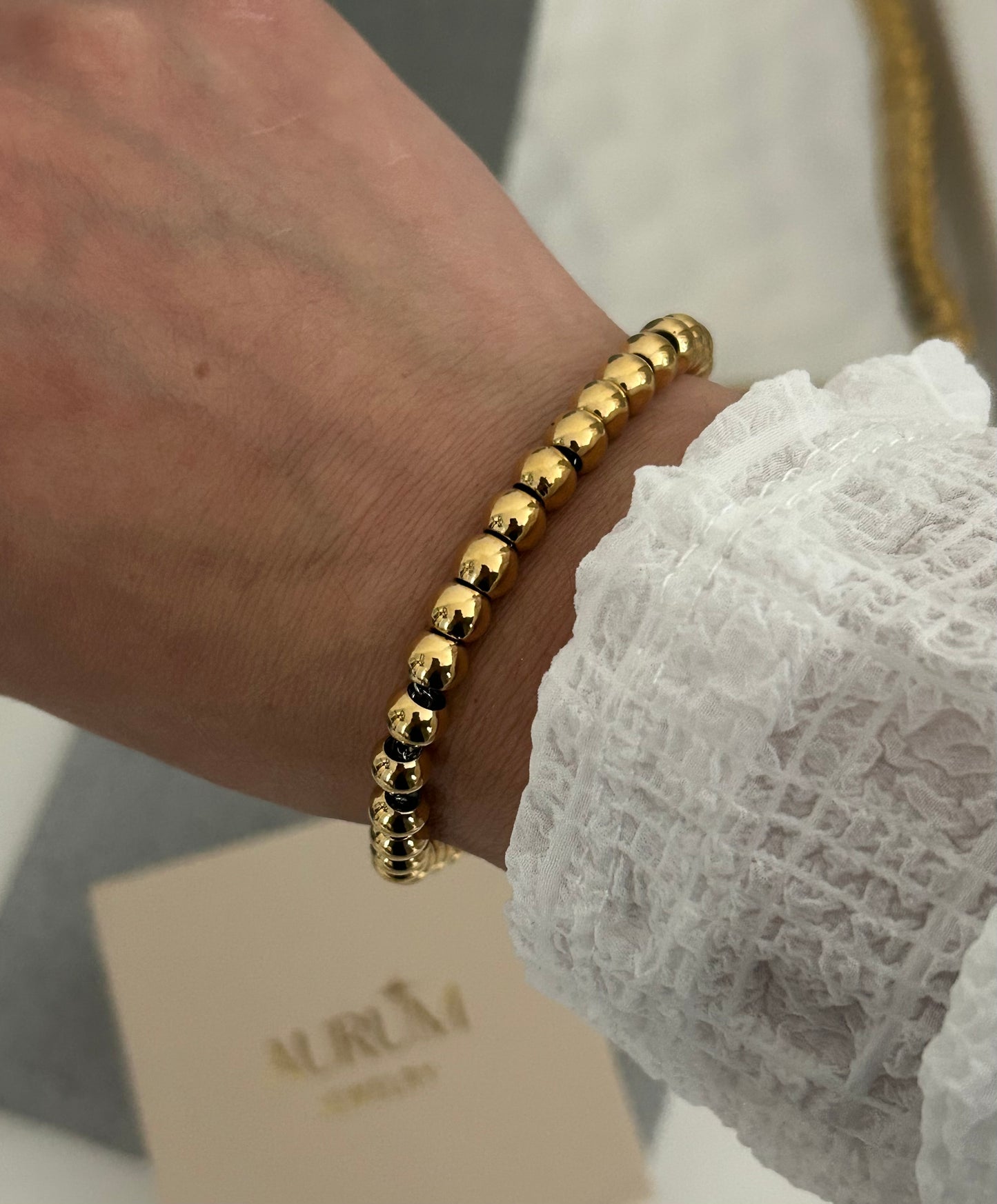 Kamila Bracelet • Dainty gold beaded bracelet