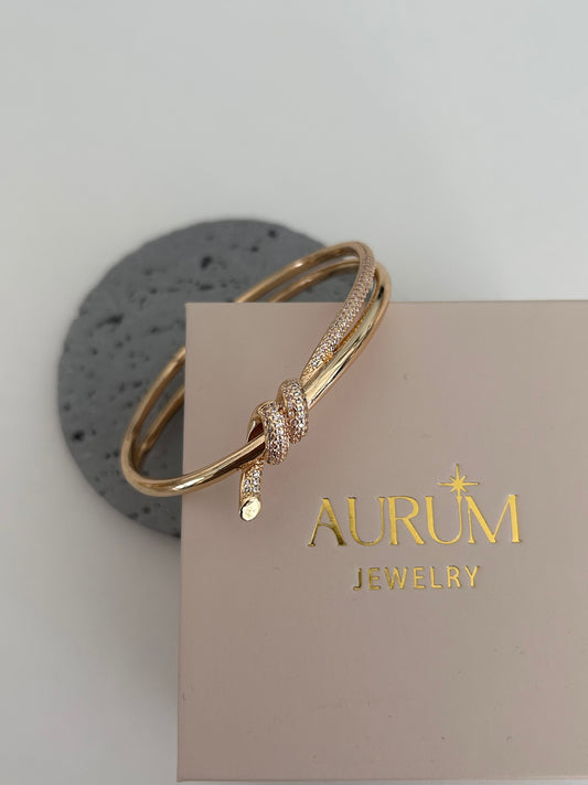 Gold Crystal knot Bangle