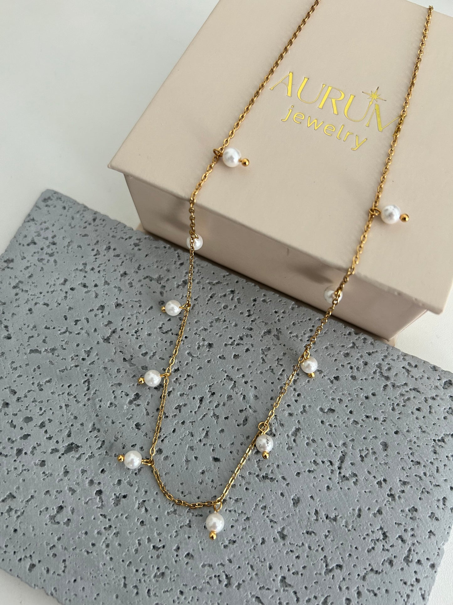 Simran Necklace • Pearl charm necklace