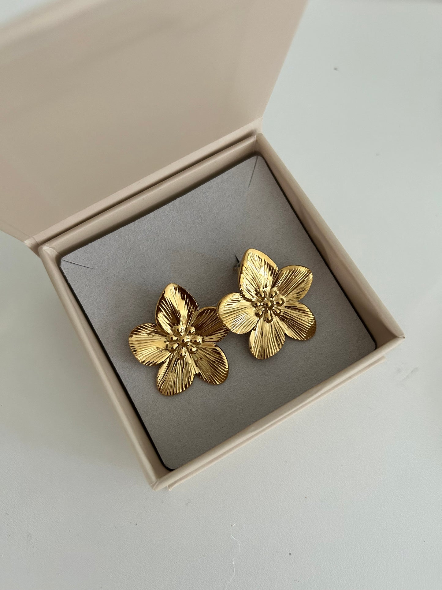 Nayla Earrings • Chunky Gold Flower earrings