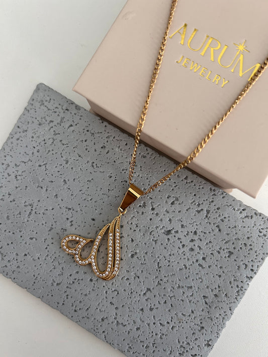 Crystal Gold Allah Necklace