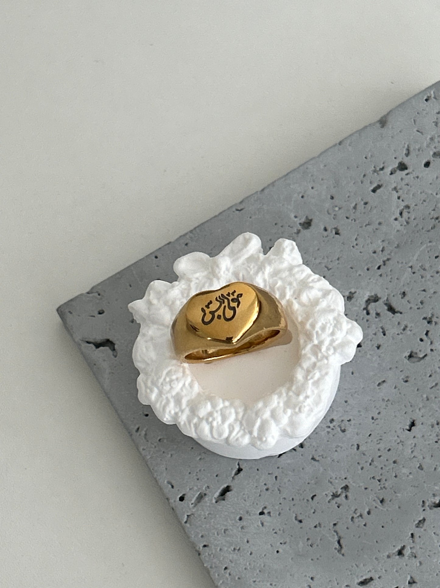 “Is not Allah (God) sufficient for His servant?” (39:36) heart engraved ring or Maula bas heart engraved ring • أَلَيْسَ اللَّهُ بِكَافٍ عَبْدَهُ ring