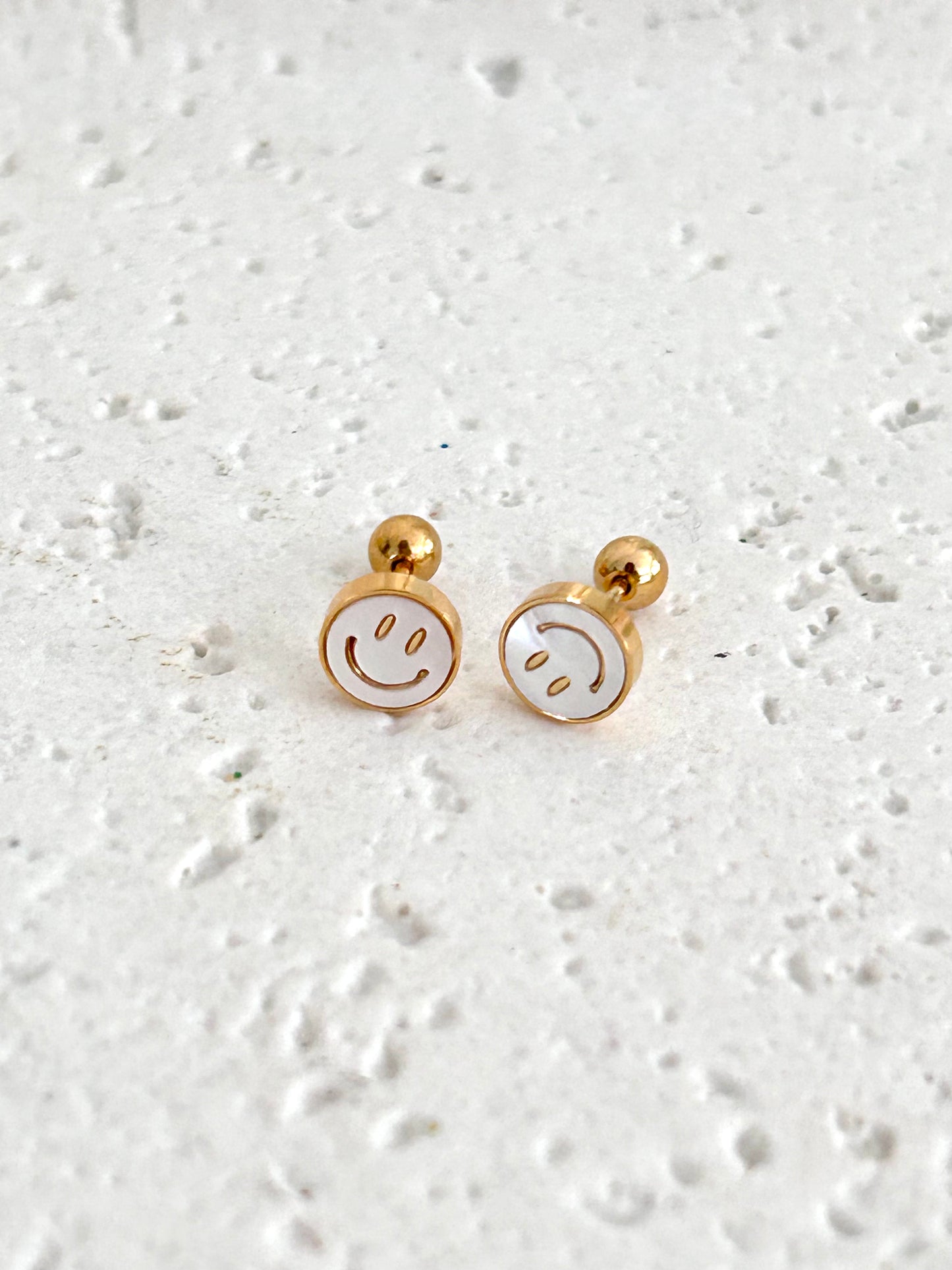 Ziya earrings • Happy face stud screw earrings
