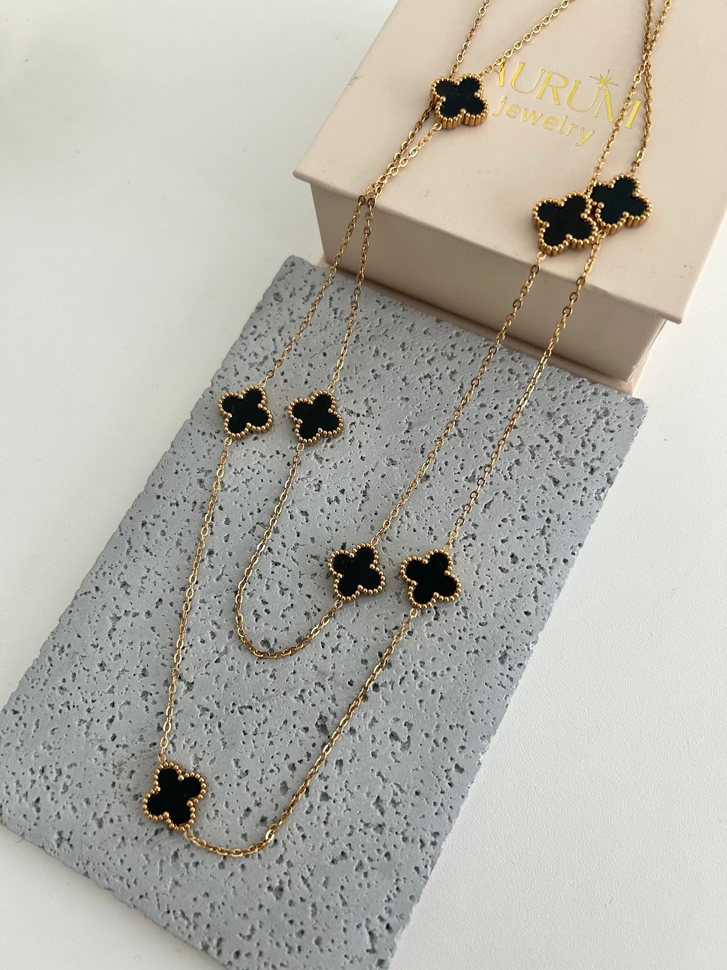 Miha Long Necklace • 34” all over lucky Clover Necklace