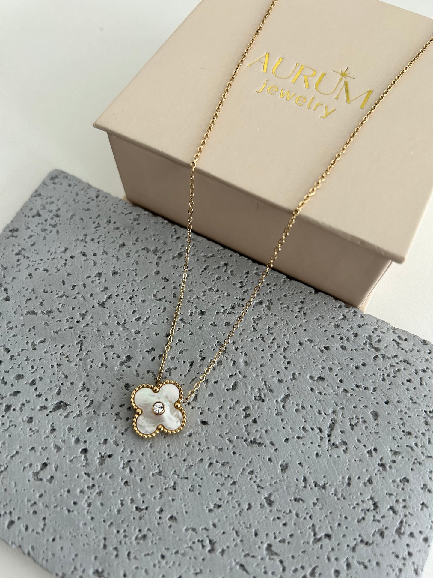 Ameera necklace • Four Leaf Clover Necklace with a Crystal