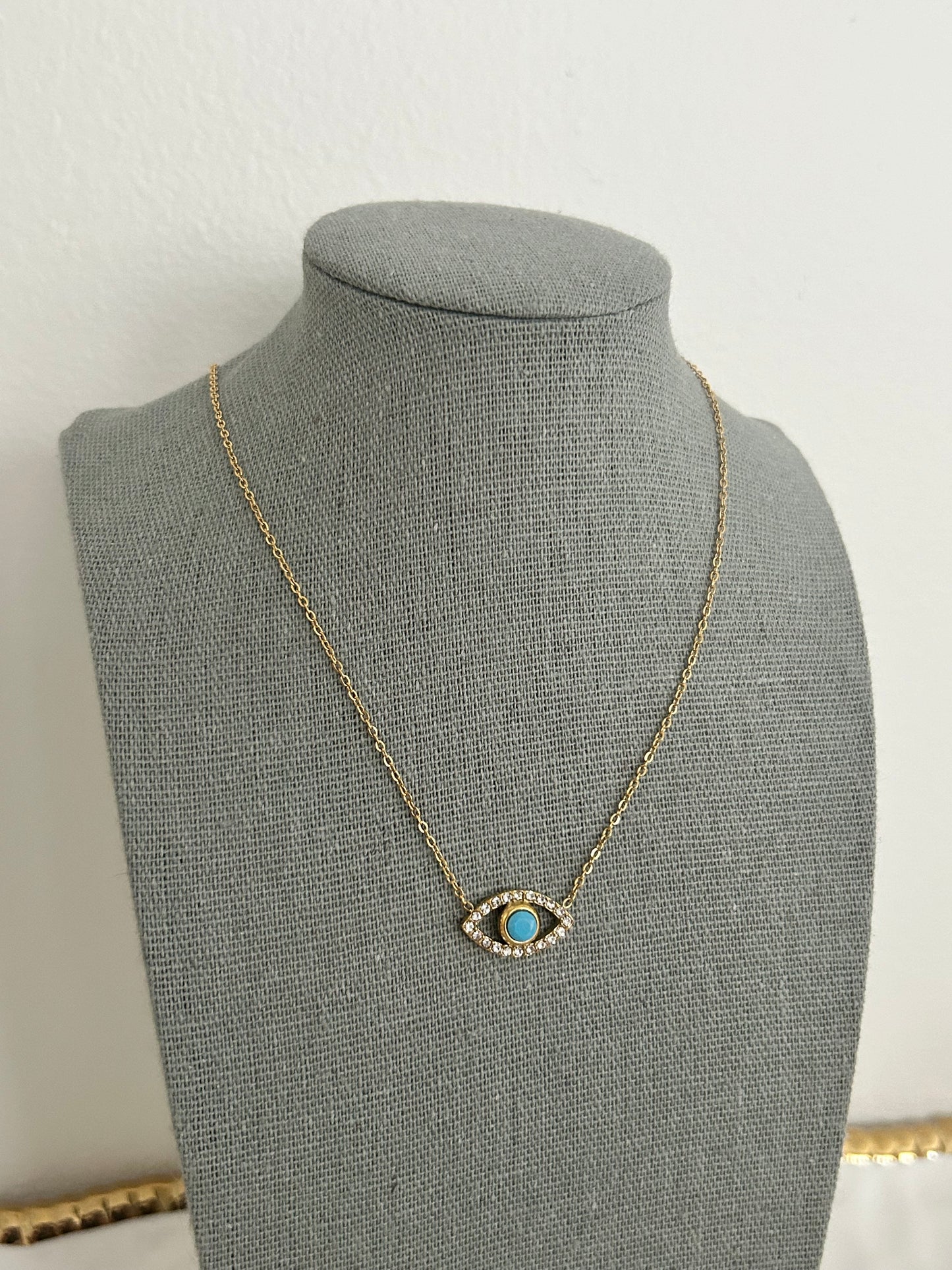 Alicia Necklace • Gold Evil Eye Pendant necklace