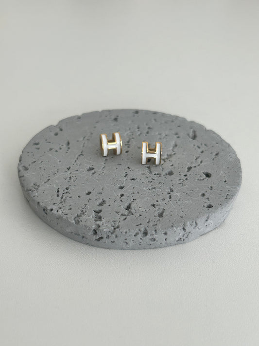 Haven Stud Earrings • H letter Earrings