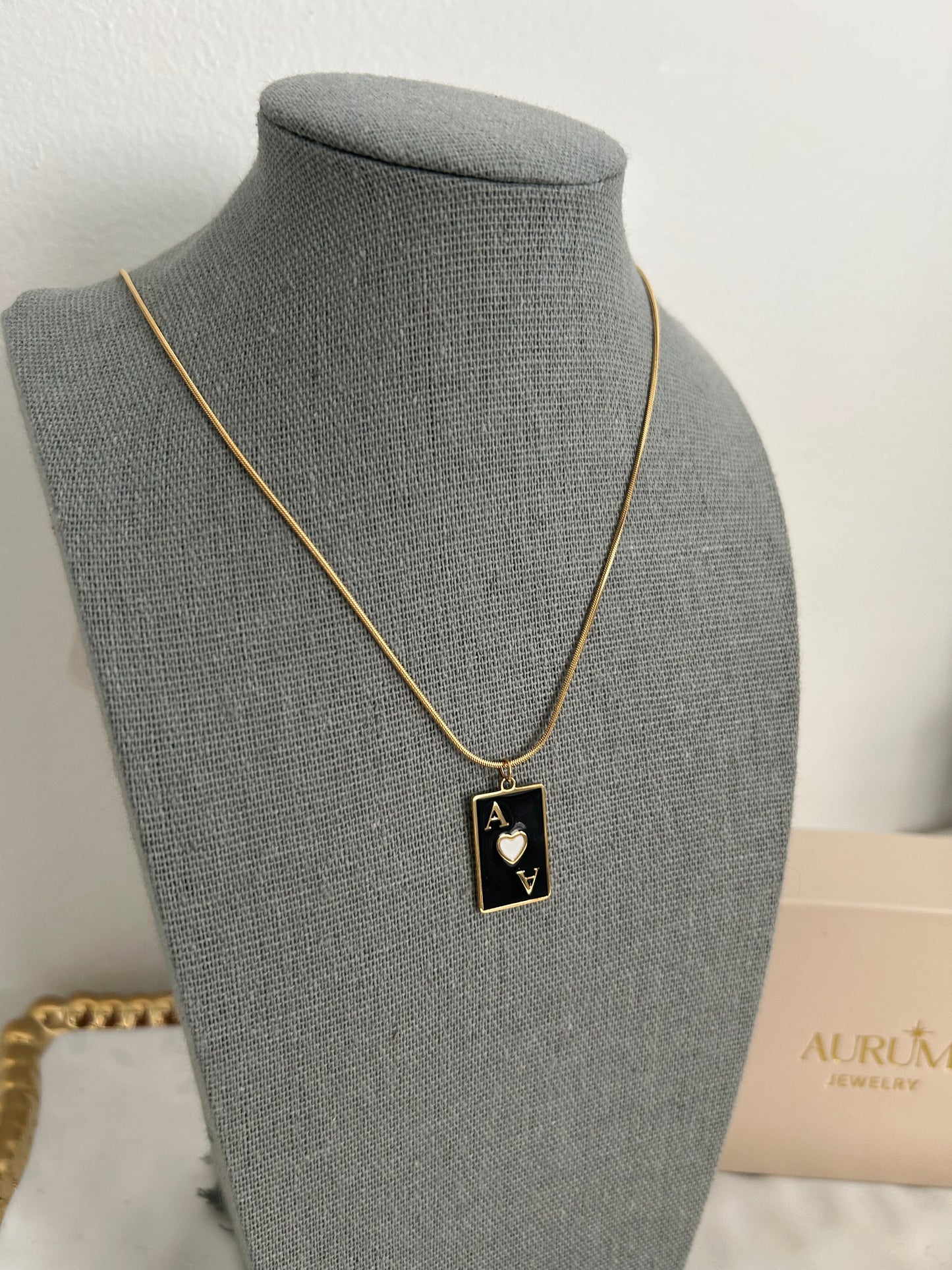 Ace necklace • Dainty White ace card necklace