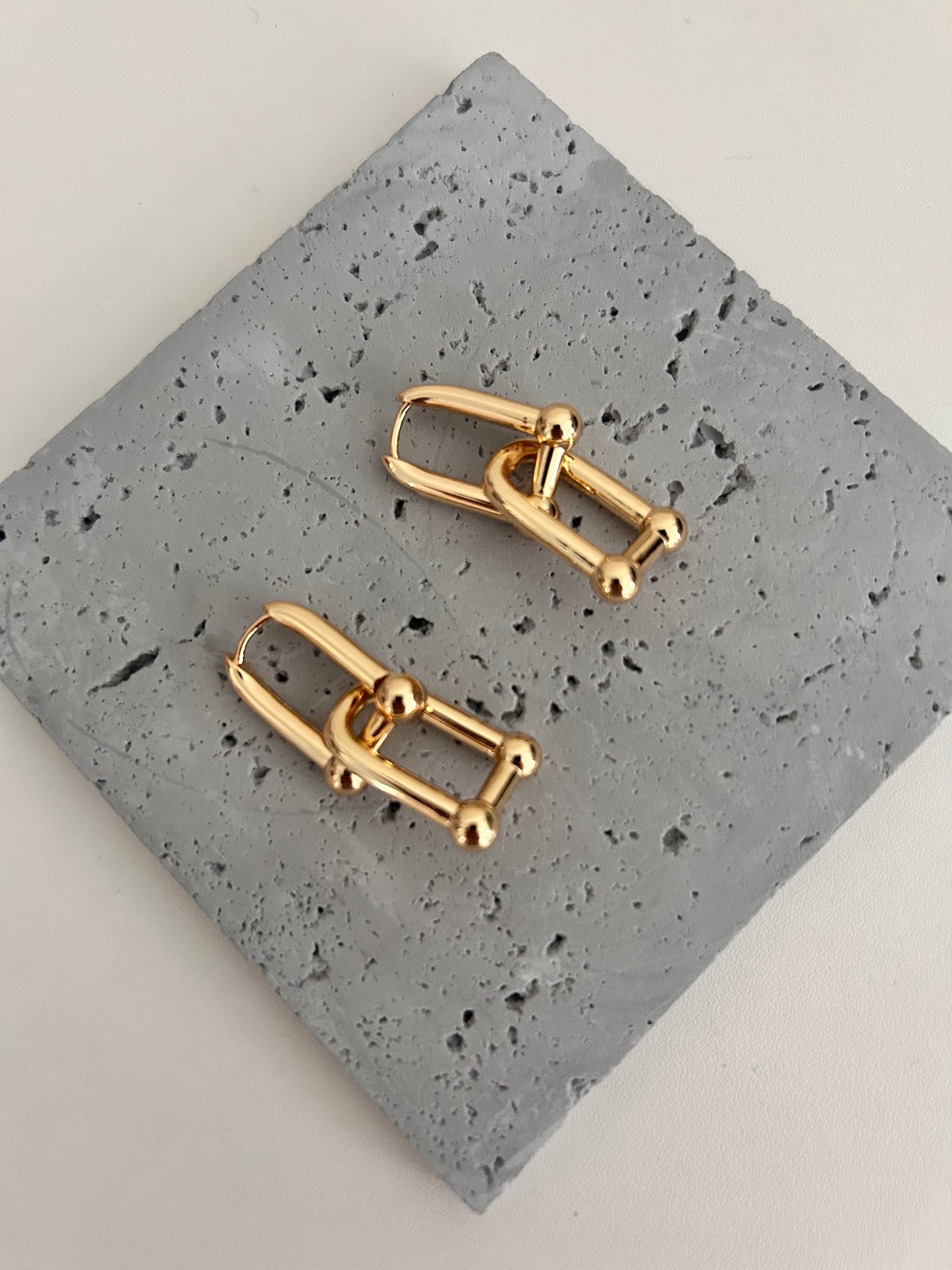 Gold large link earrings