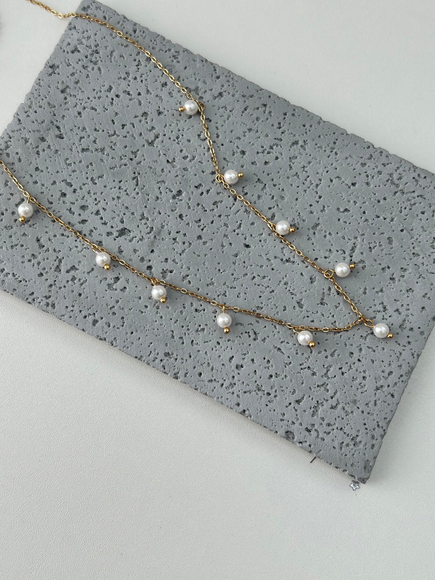 Simran Necklace • Pearl charm necklace