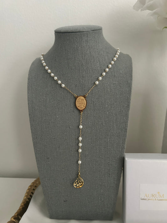 Ayatul kursi Y pearl necklace