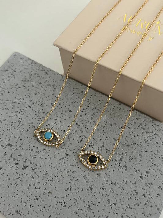 Alicia Necklace • Gold Evil Eye Pendant necklace