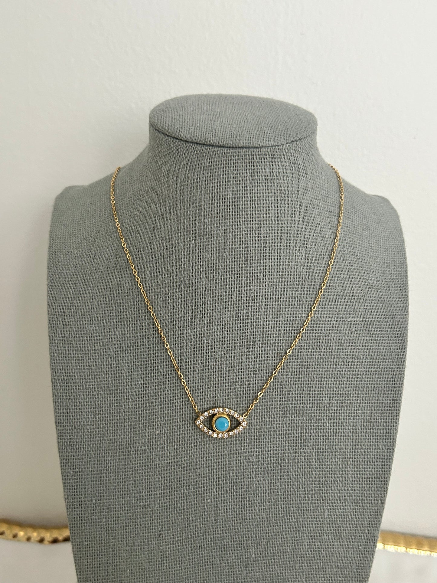 Alicia Necklace • Gold Evil Eye Pendant necklace