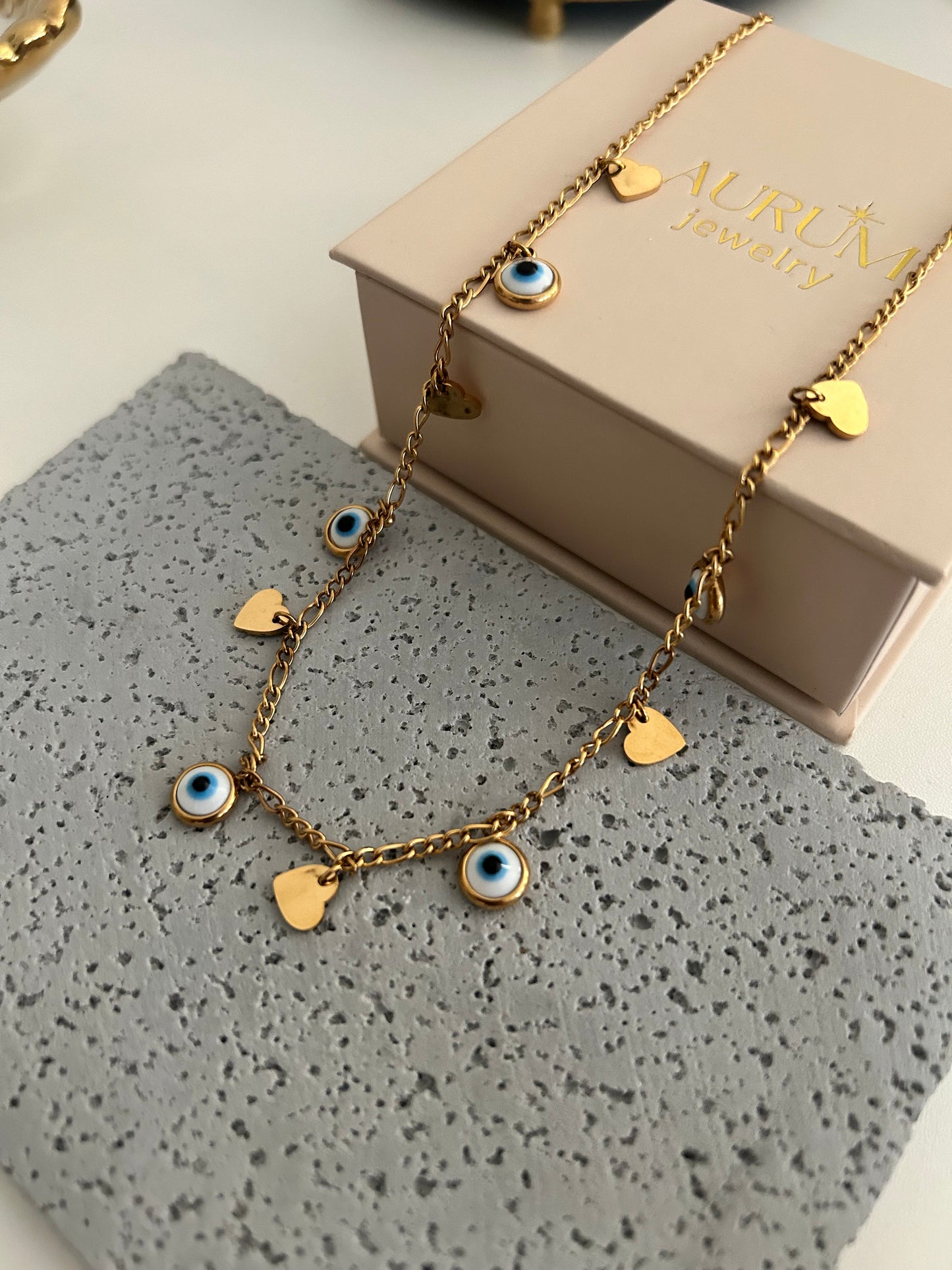 Ayma Necklace • Gold Evil Eye Charm necklace