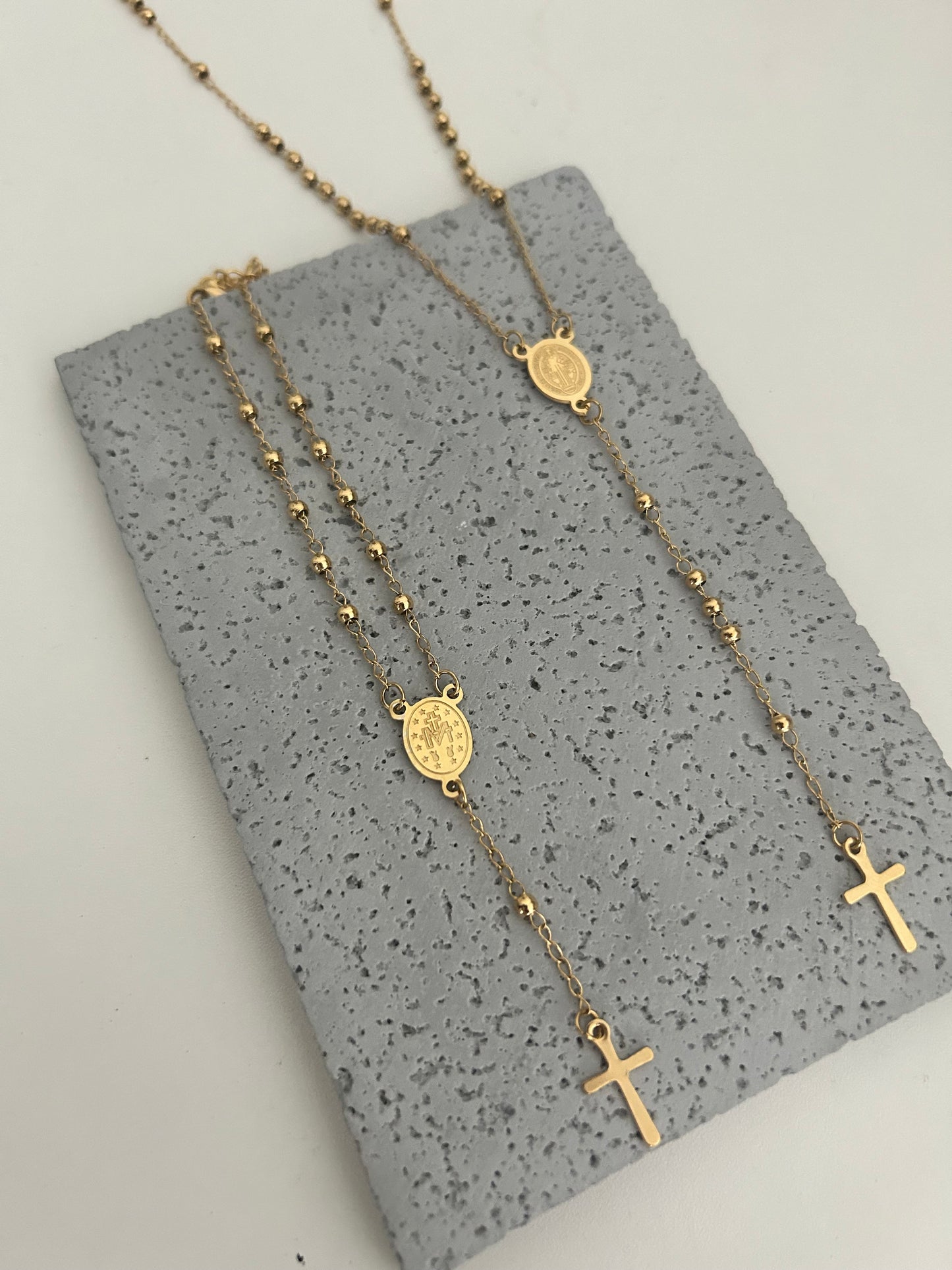 Cross religious gold Y necklace