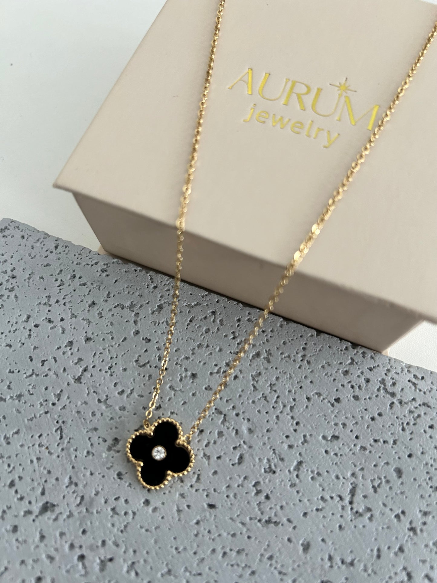 Ameera necklace • Four Leaf Clover Necklace with a Crystal