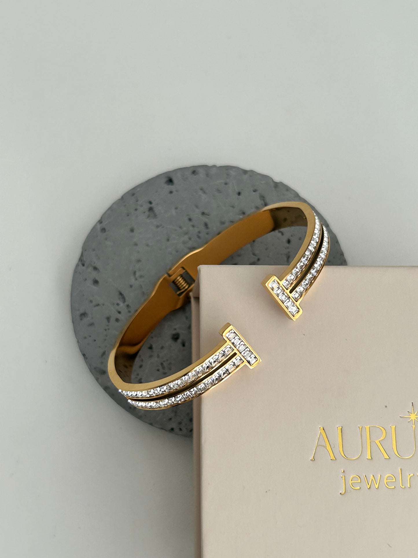 Stella bangle •  T Rhinestone bangle