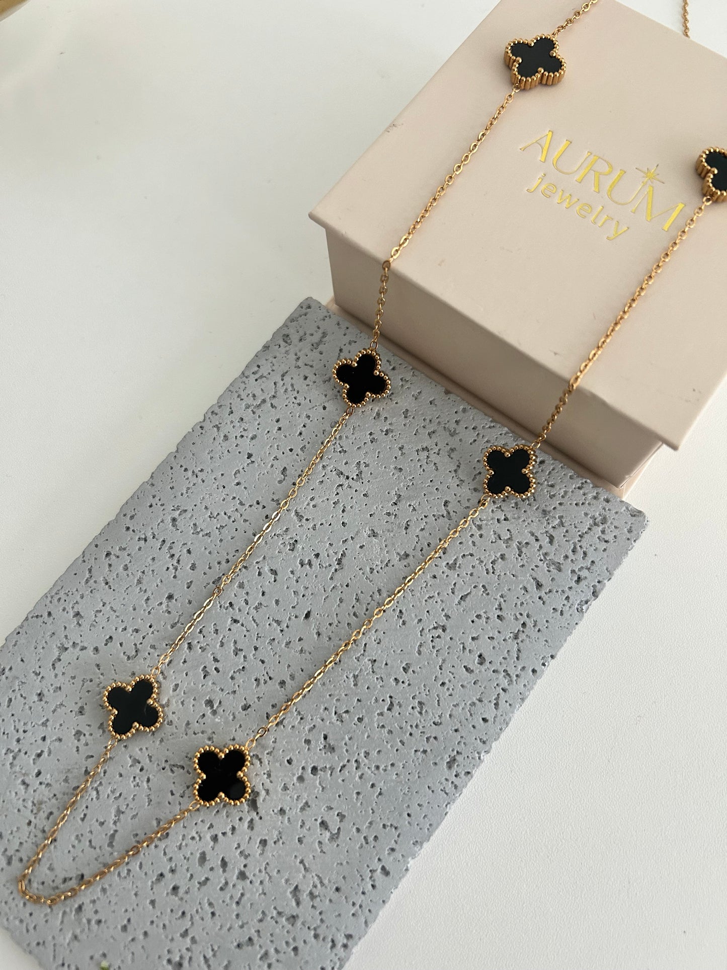 Miha Long Necklace • 34” all over lucky Clover Necklace