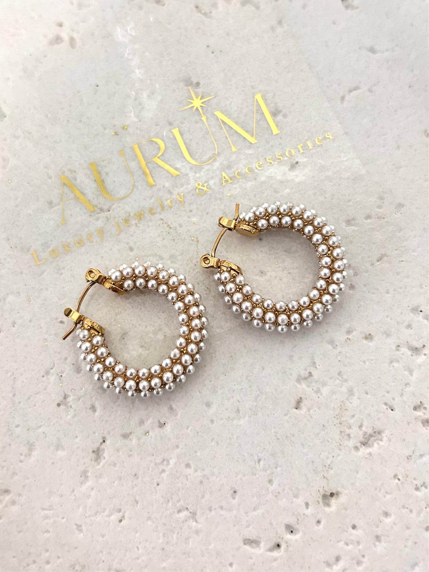 Angelika earrings • Pearl Hoop earrings