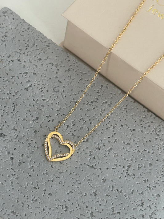 Vera necklace • Dainty Double Heart Necklace