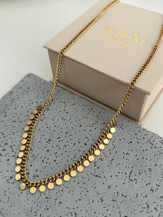 Muskan Necklace • Gold circle Charm necklace