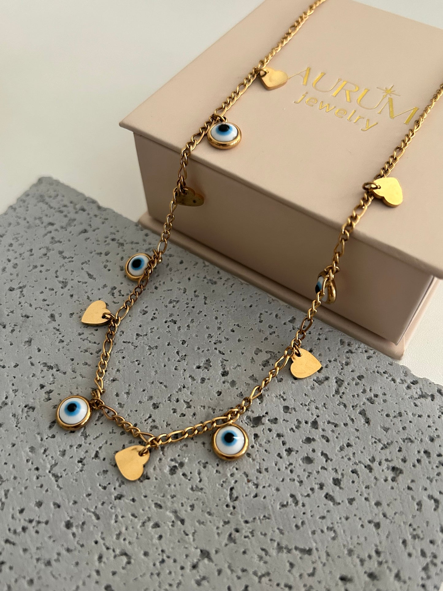 Ayma Necklace • Gold Evil Eye Charm necklace