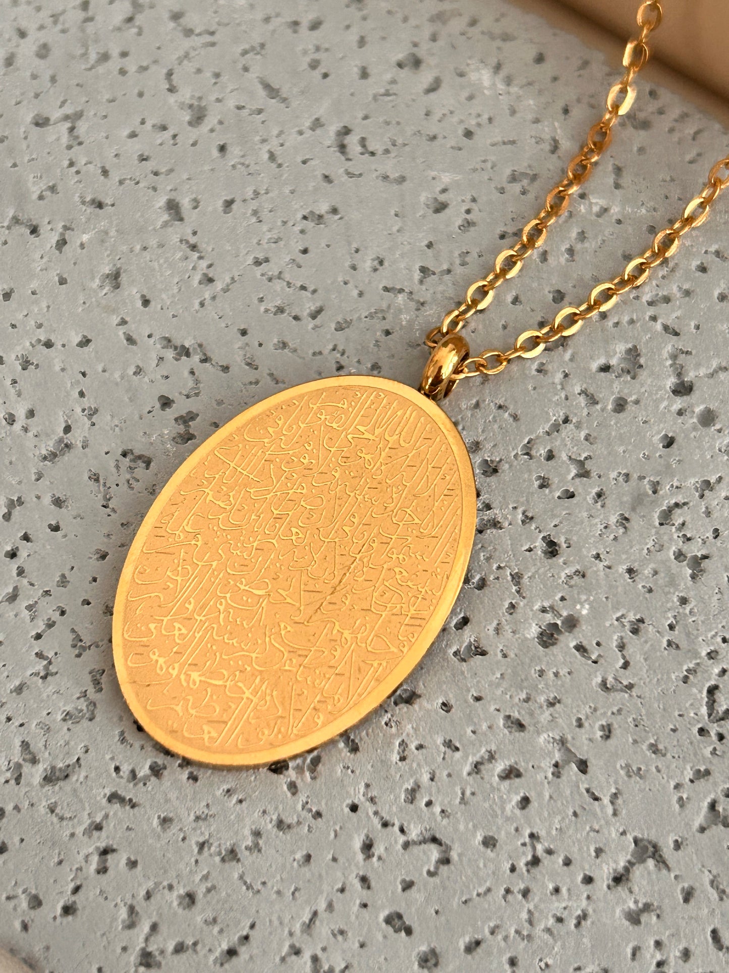 Ayatul kursi oval shape gold necklace