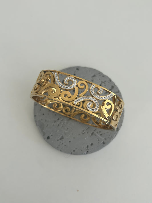 Fakhar bangle • Gold Crystal Statement Bangle