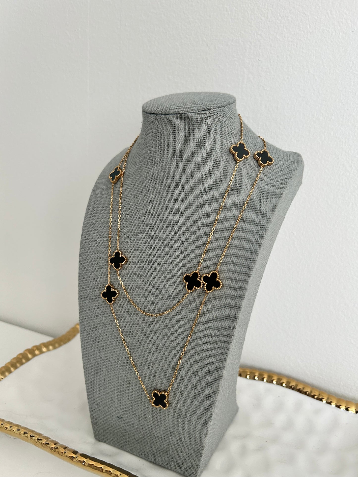 Miha Long Necklace • 34” all over lucky Clover Necklace