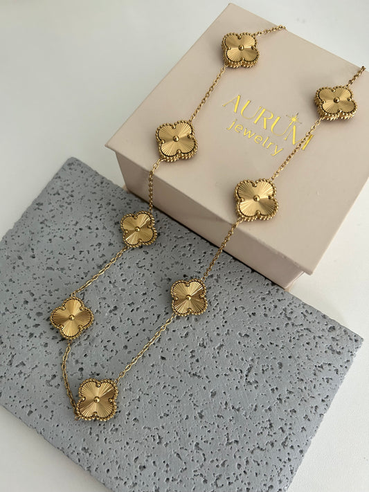 Aliya Necklace • All over Gold clover necklace