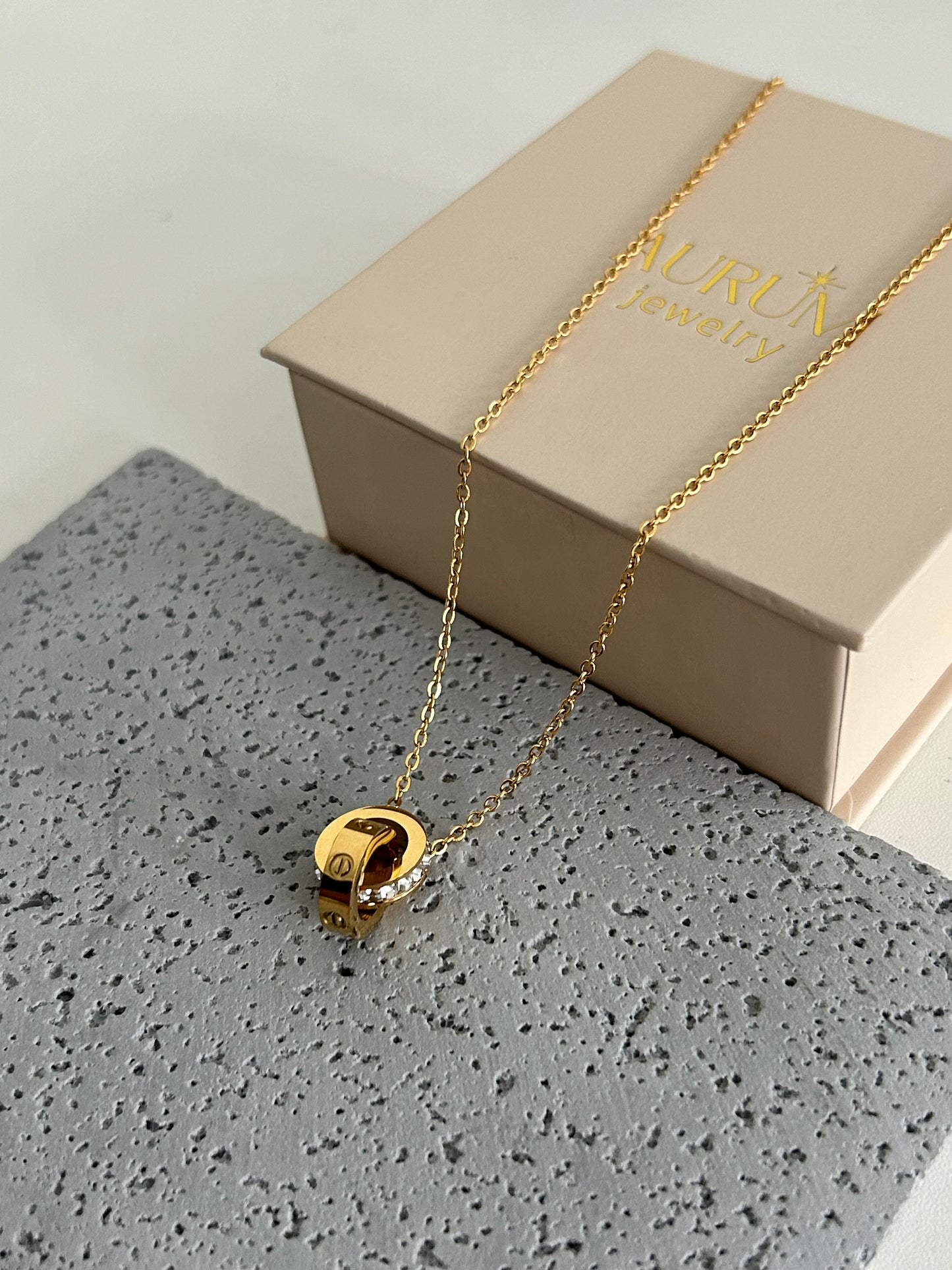 Risha necklace • Double Circle Gold Necklace