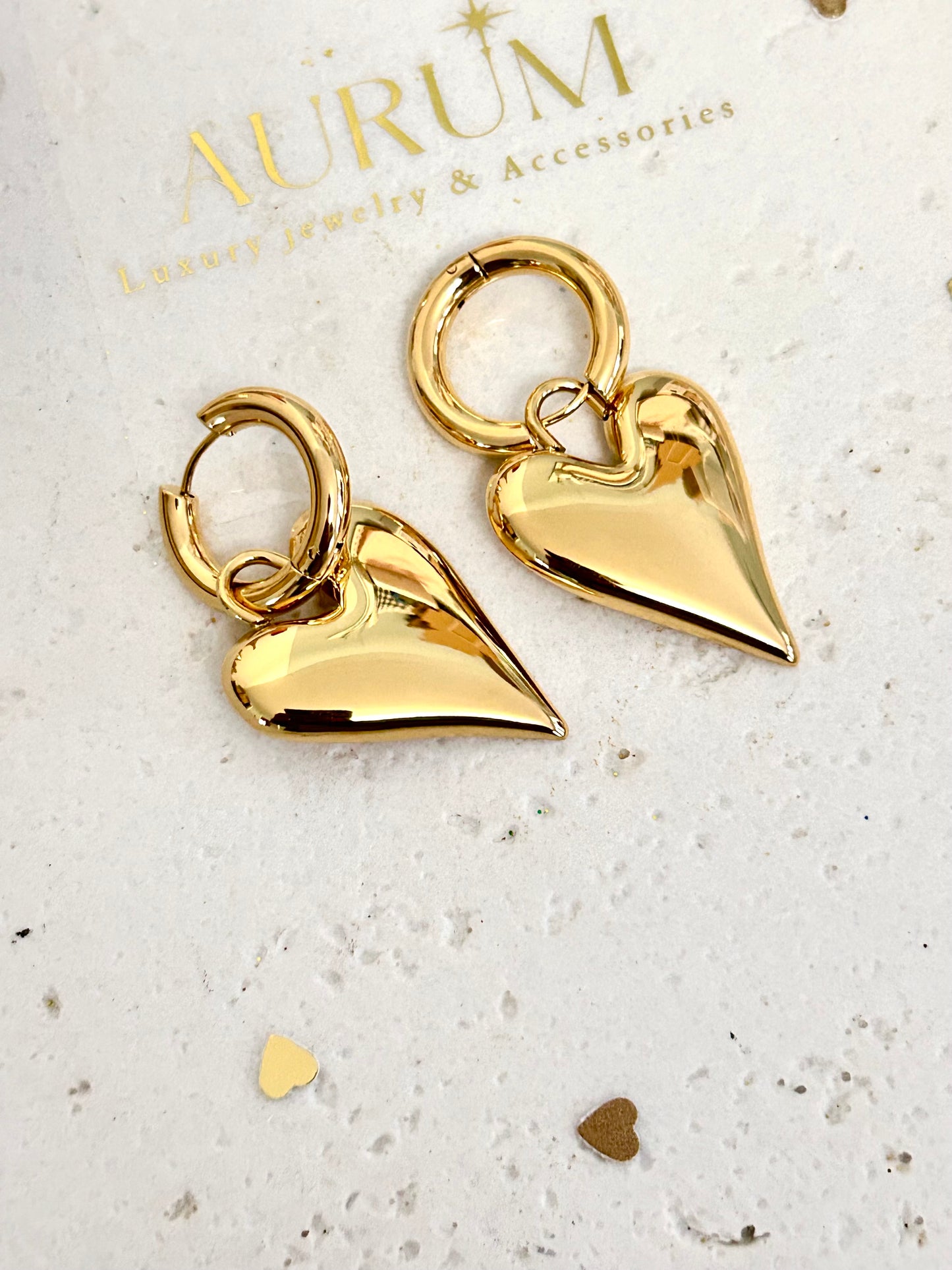 18k gold plated Chunky heart earring canada