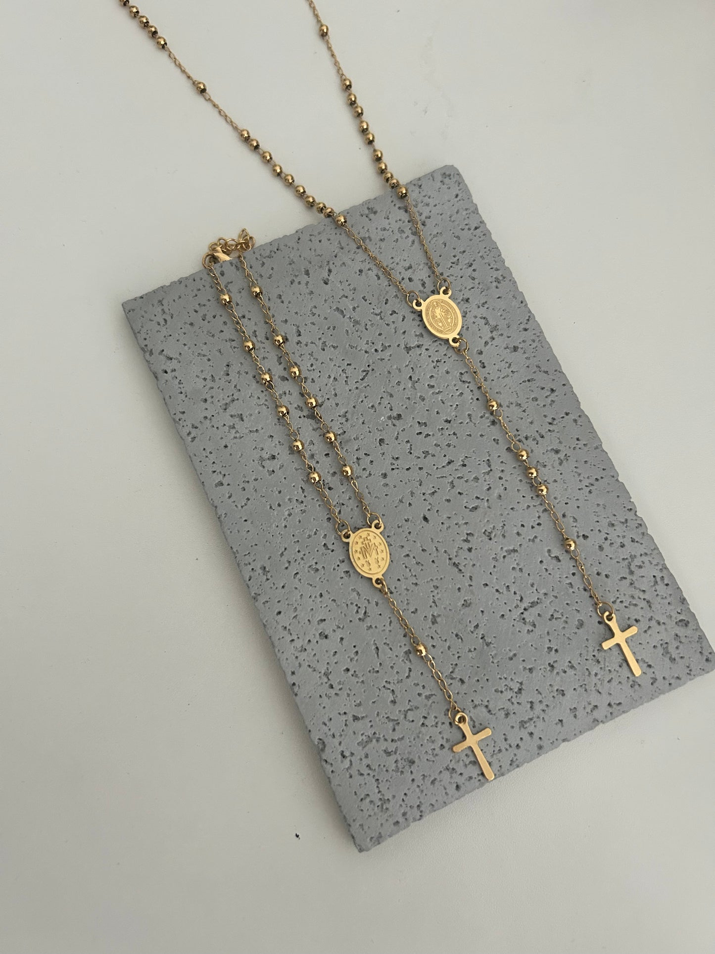 Cross religious gold Y necklace