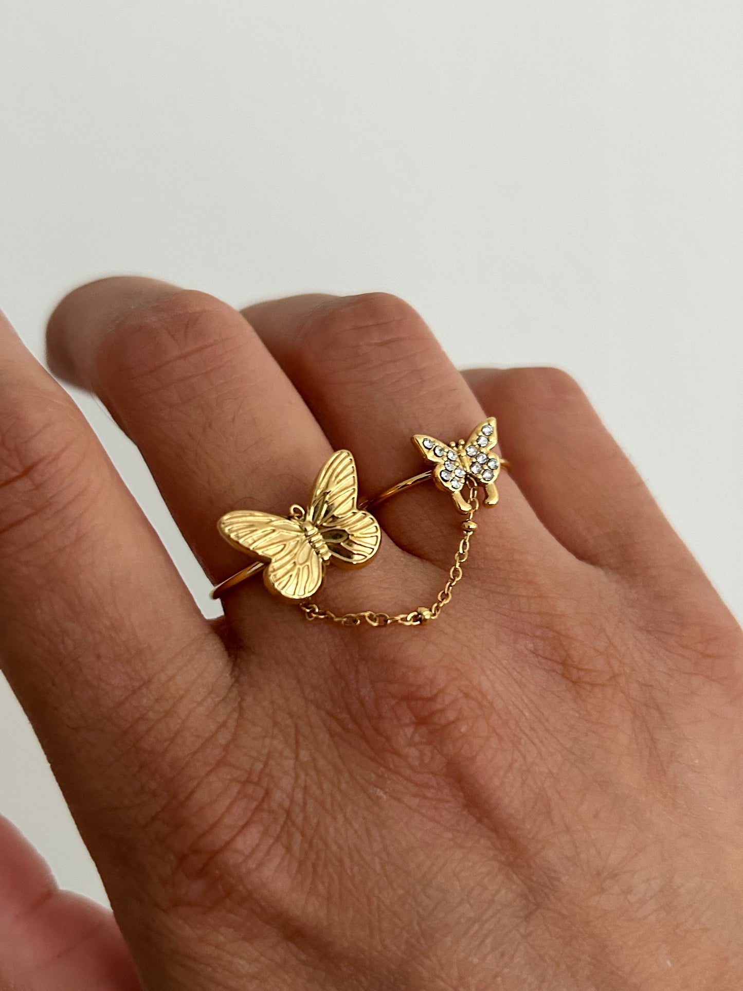 Harper Ring • Gold butterfly two fingers ring