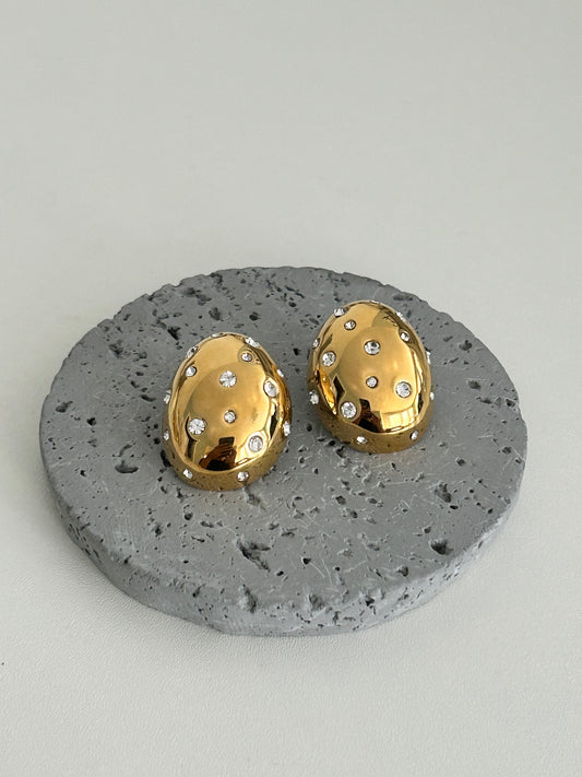 Latifa Earrings • Chunky oval shaped rhinestones earrings