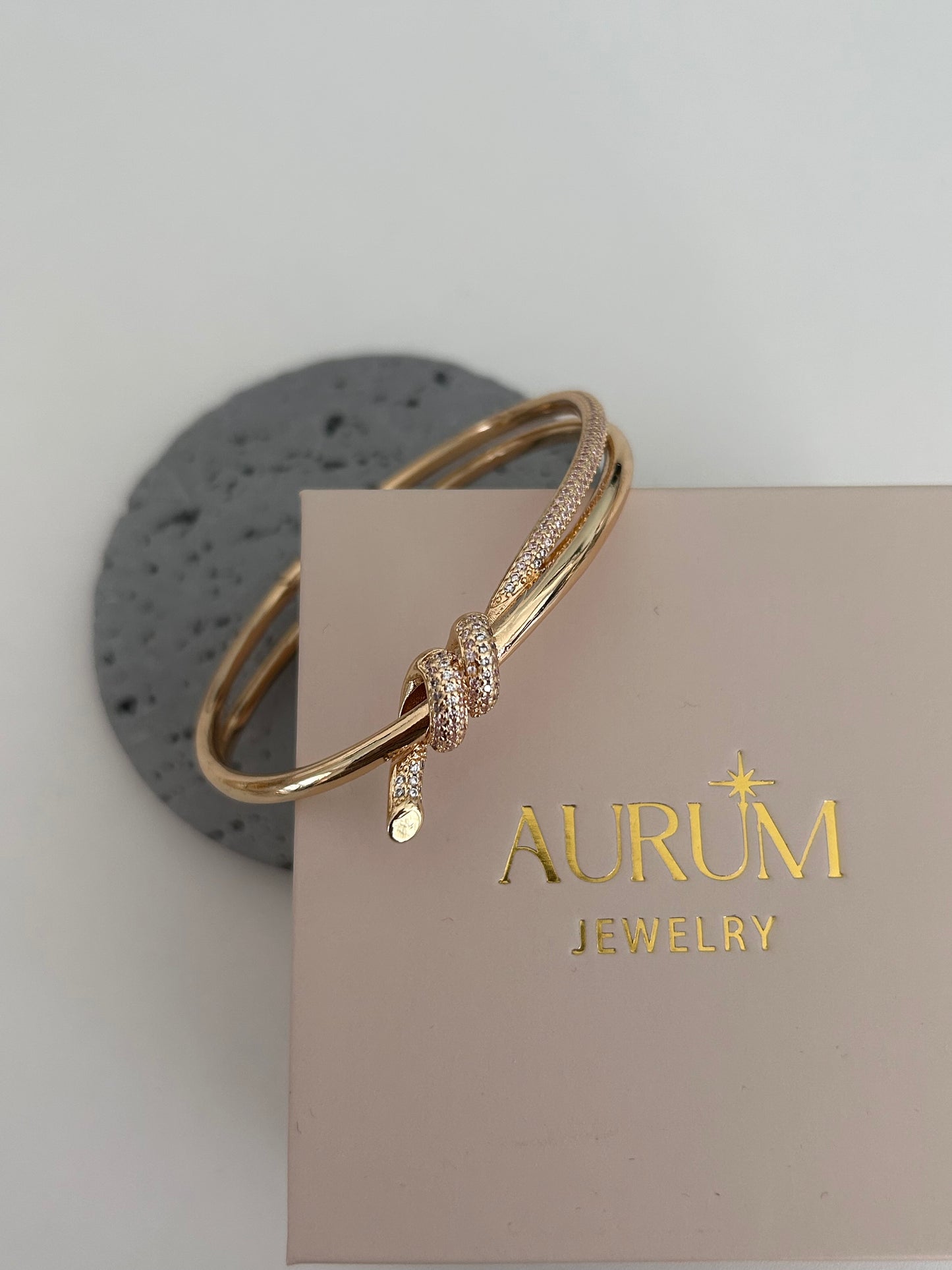 Gold Crystal knot Bangle