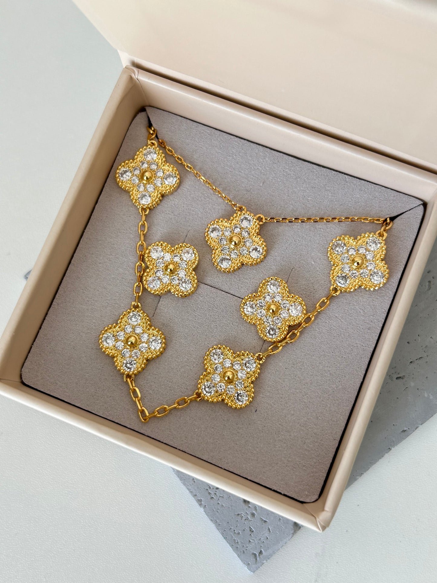 Amina Set • Four Leaf Sparkle Clover Jewelry Set