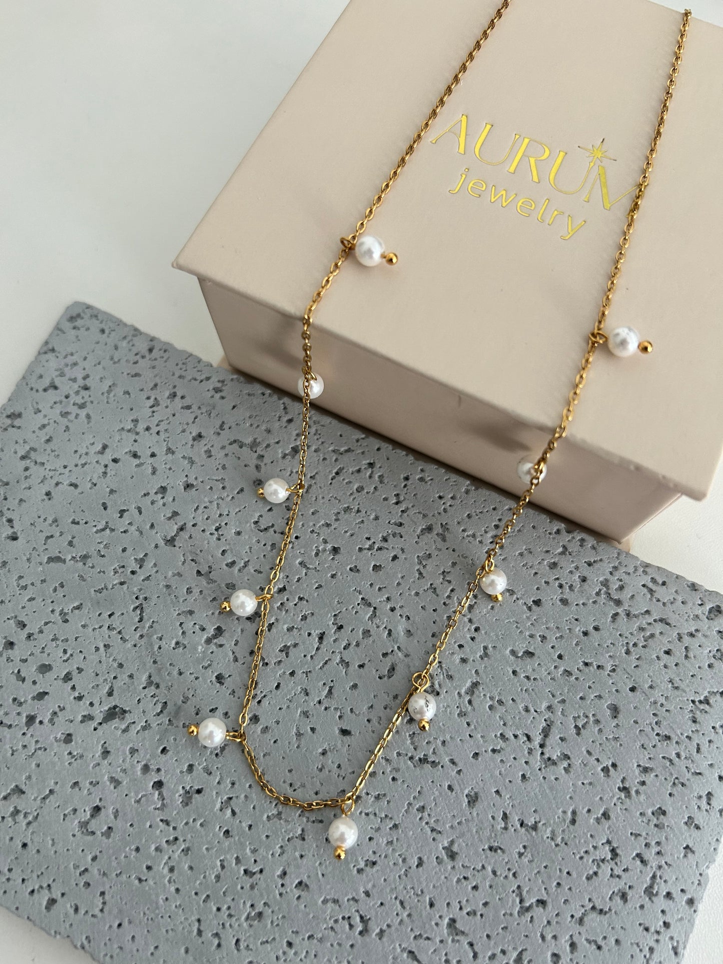 Simran Necklace • Pearl charm necklace