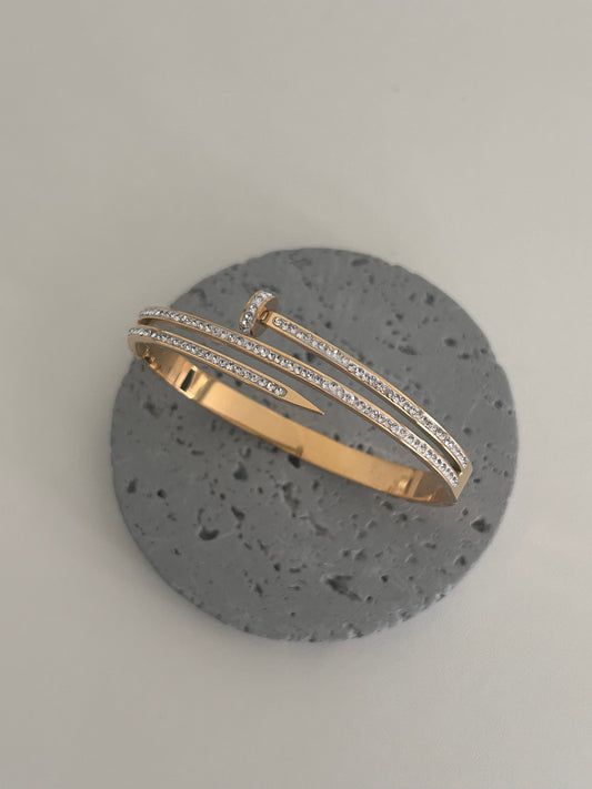 Hana bangle • Nail bangle embellished with cubic zirconia