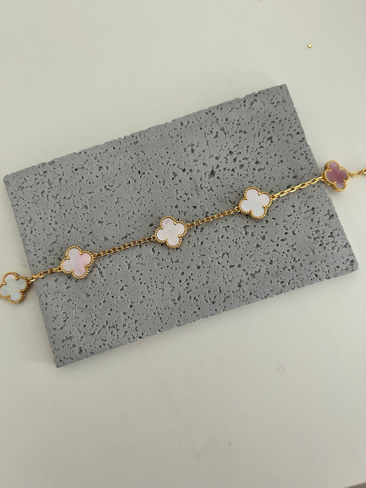 Anya bracelet • Pink four leaf clover bracelet