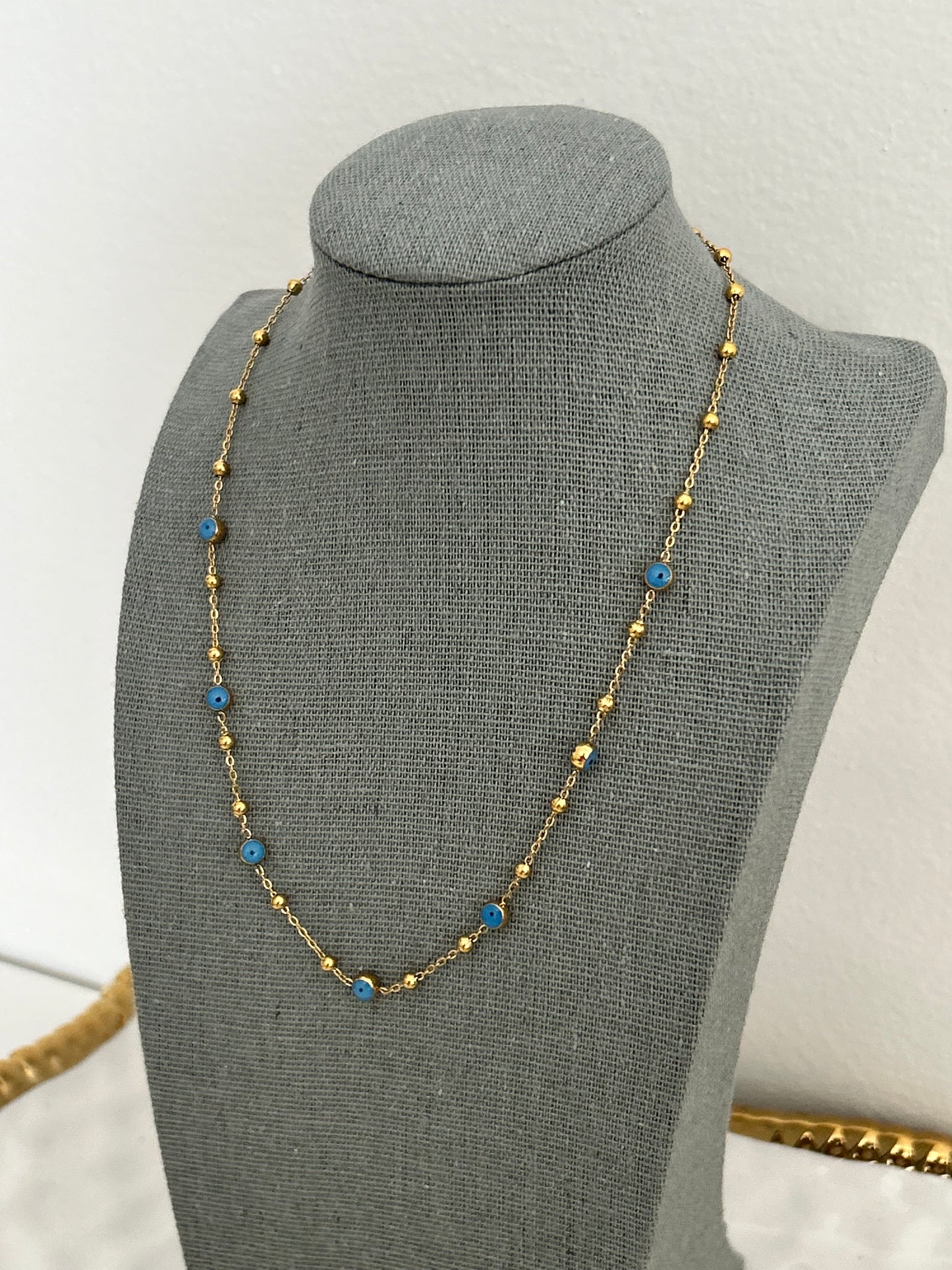 Raya necklace • Evil eye beaded gold necklace