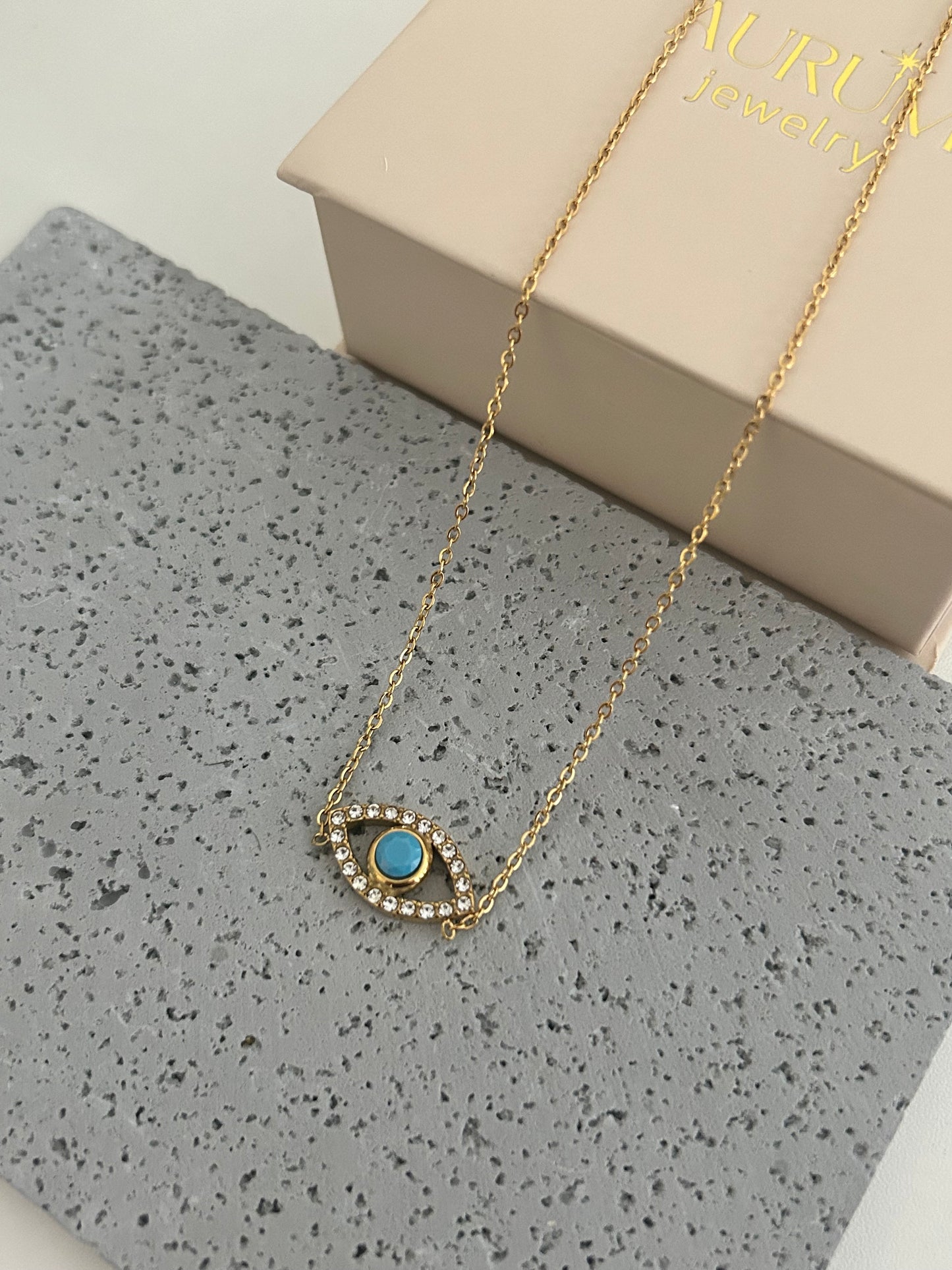 Alicia Necklace • Gold Evil Eye Pendant necklace