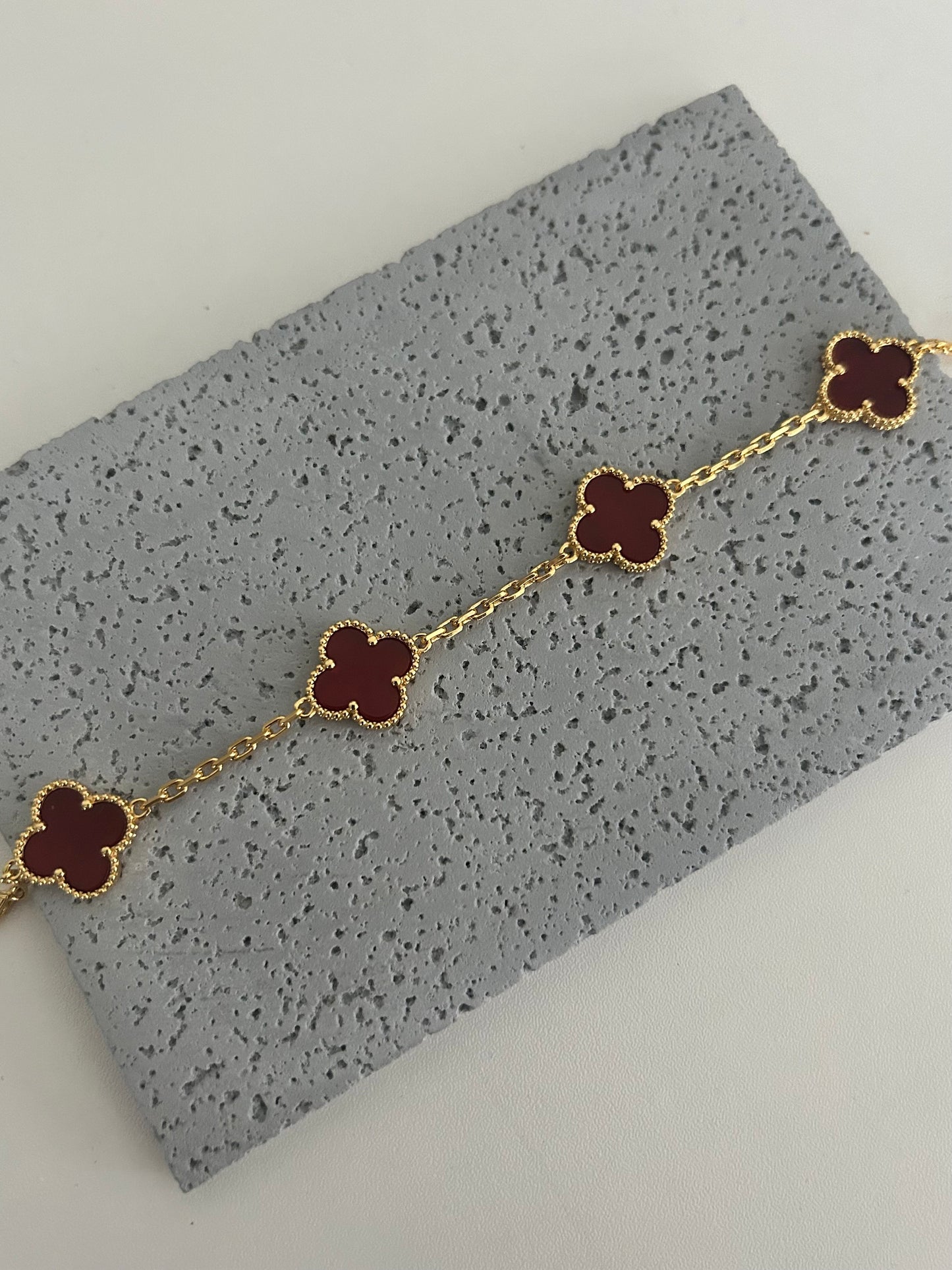 Anya bracelet • Wine Red four leaf clover bracelet