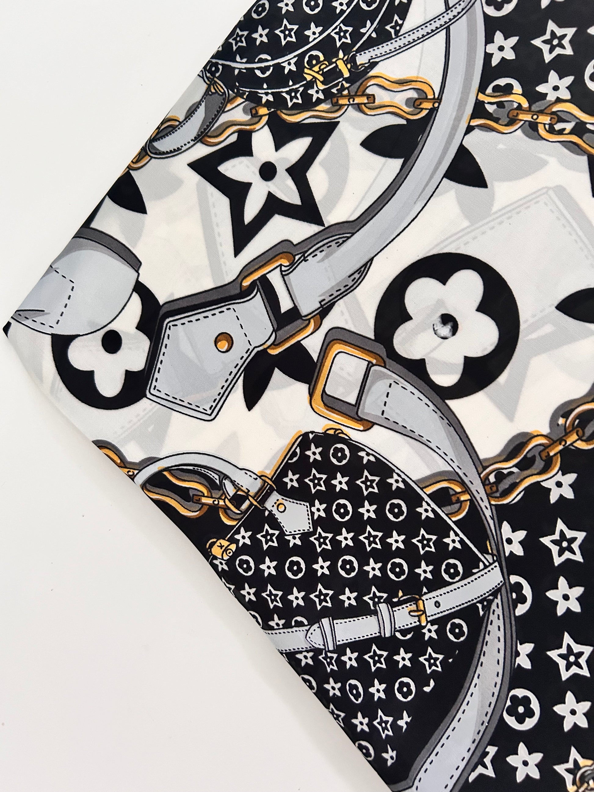 Printed square silk bandana