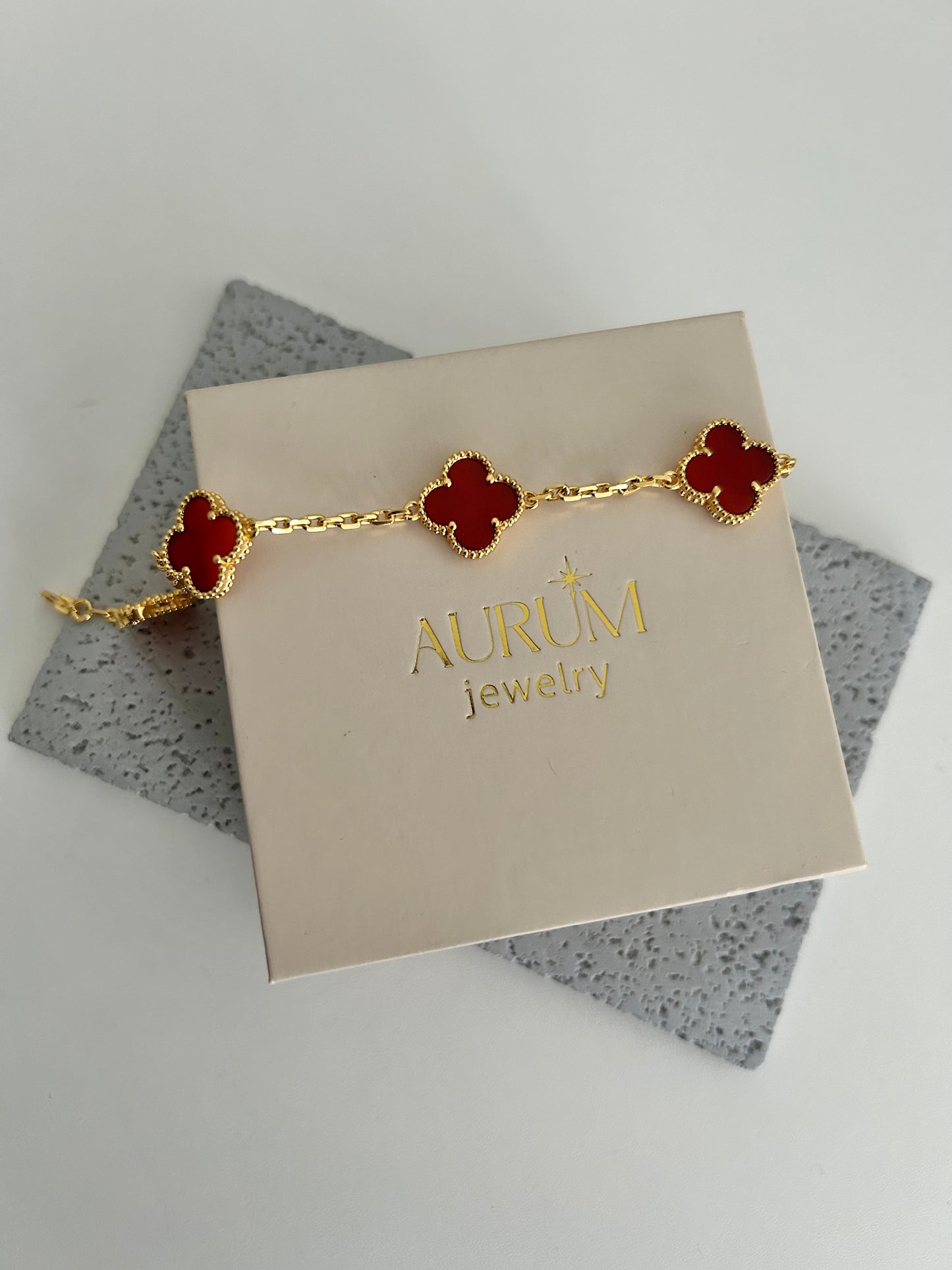 Anya bracelet • Wine Red four leaf clover bracelet