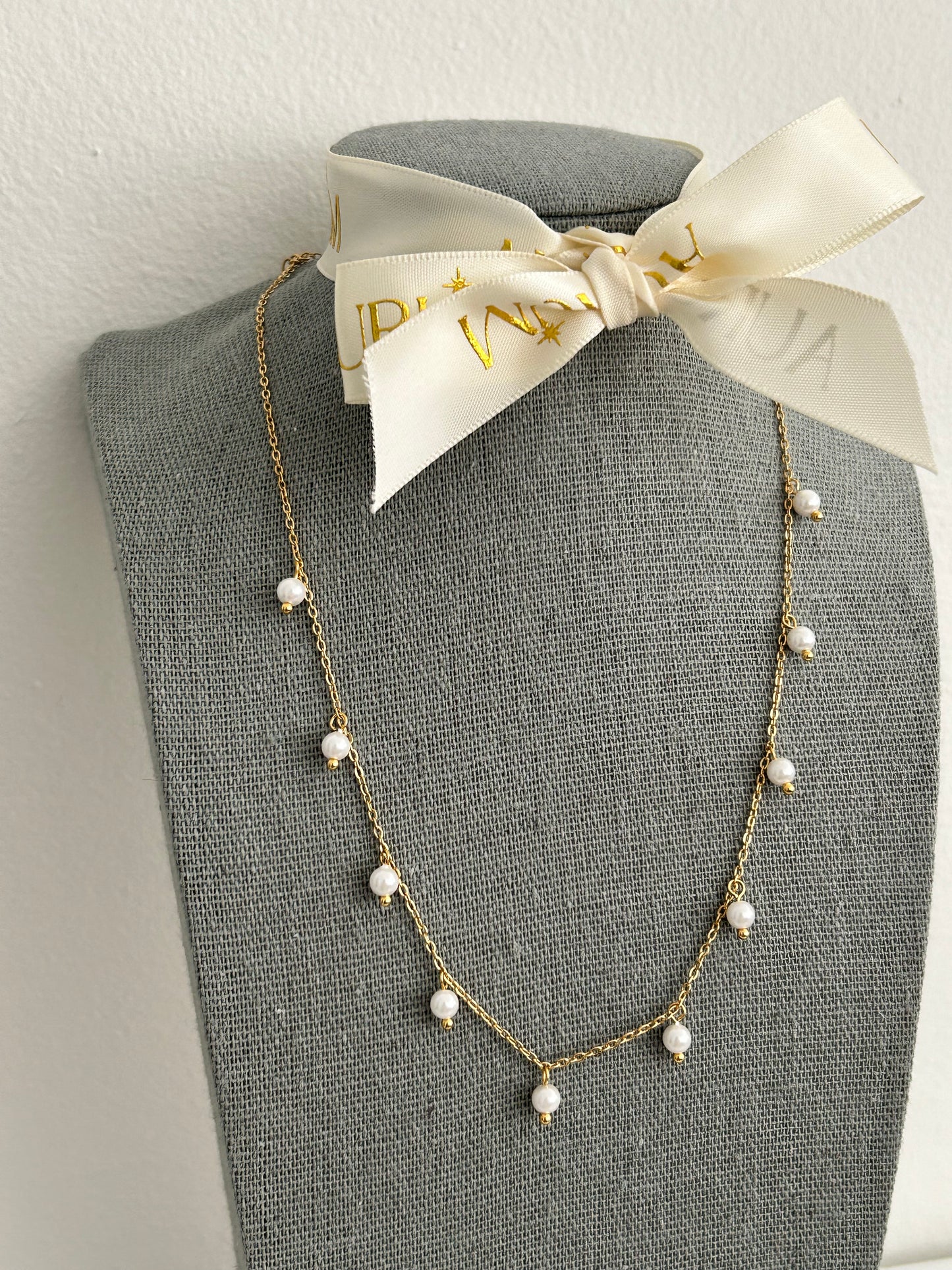 Simran Necklace • Pearl charm necklace