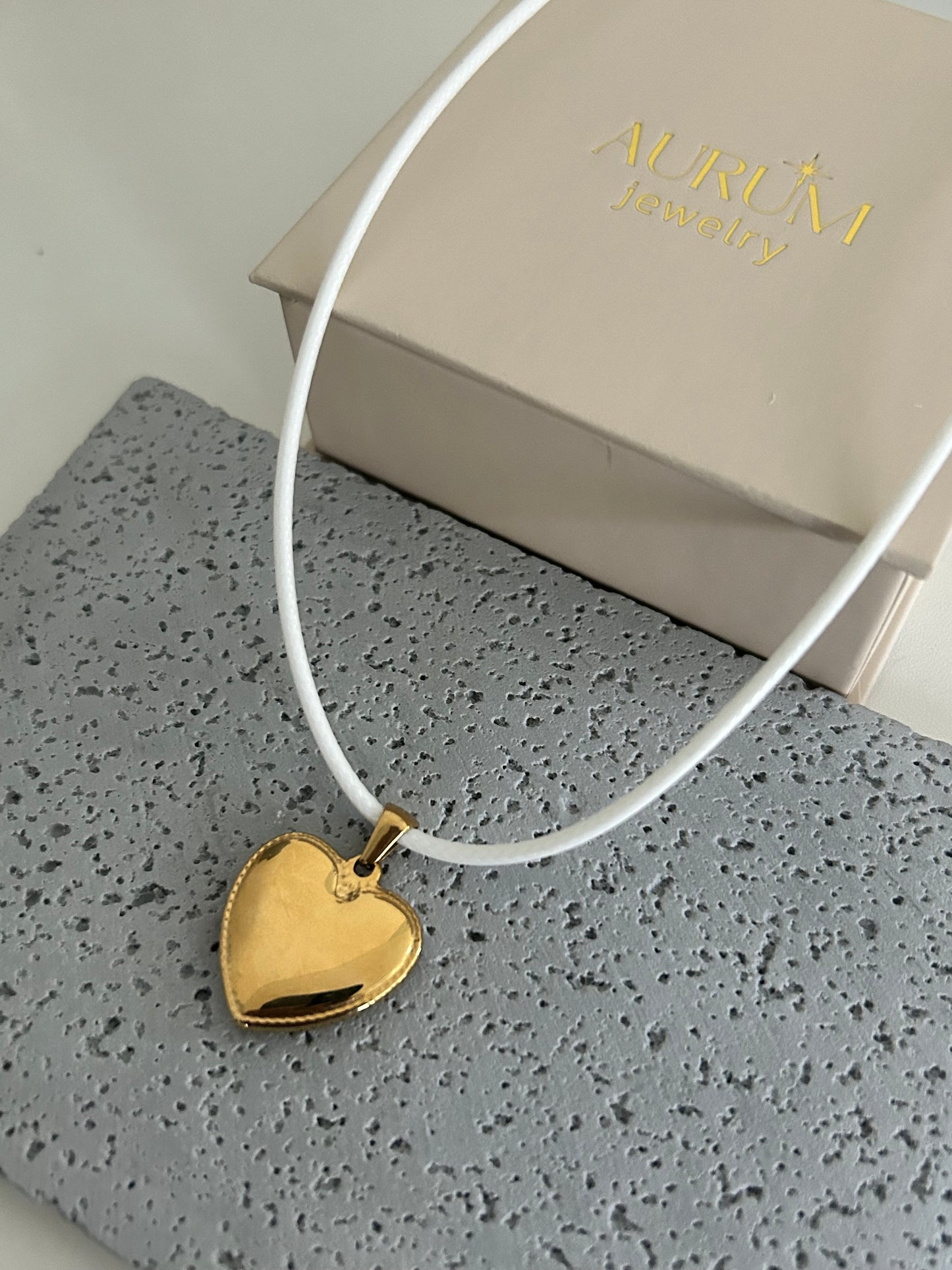 Leather string heart necklace