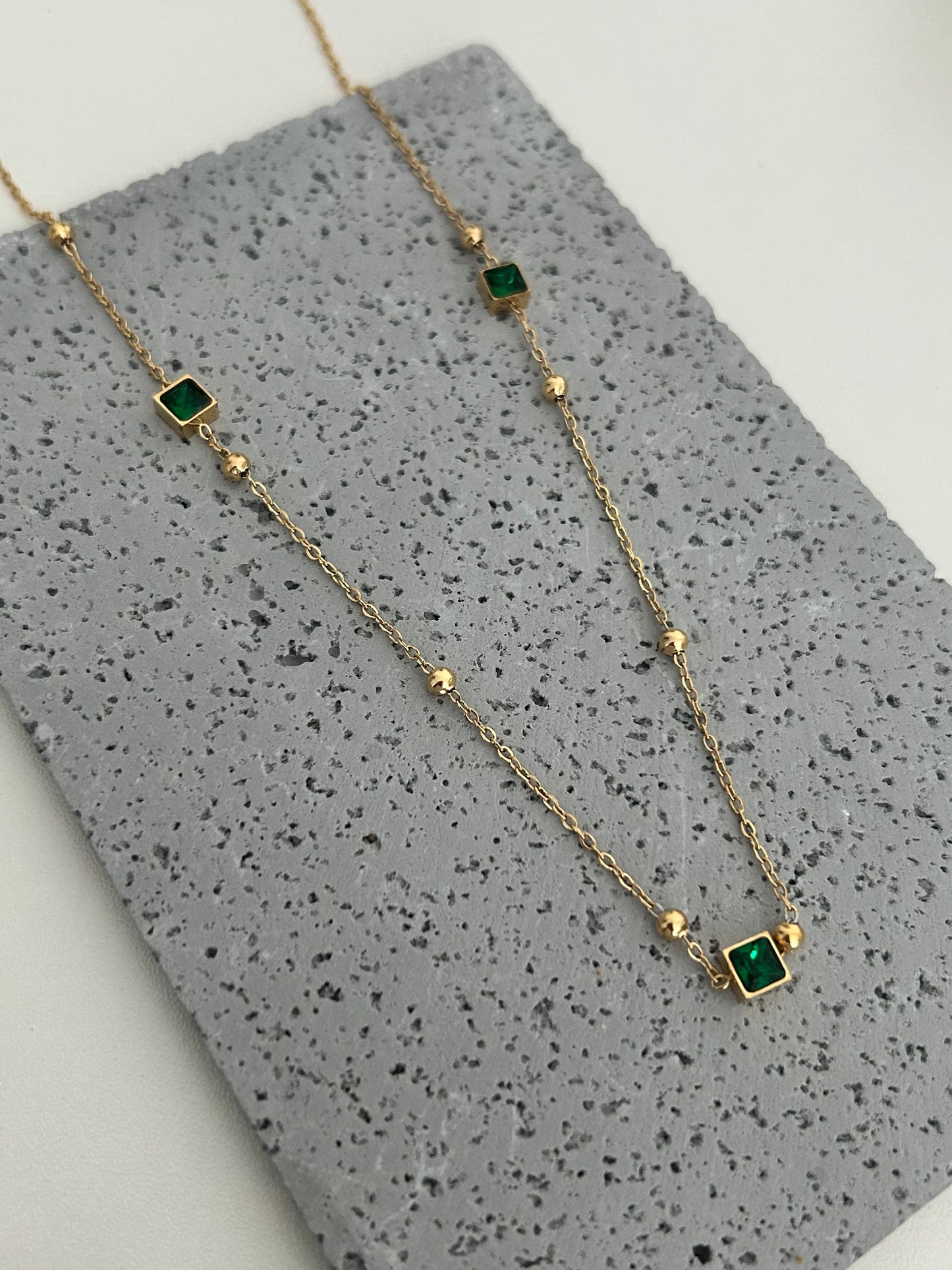 Kailyn Necklace • Dainty green stones necklace