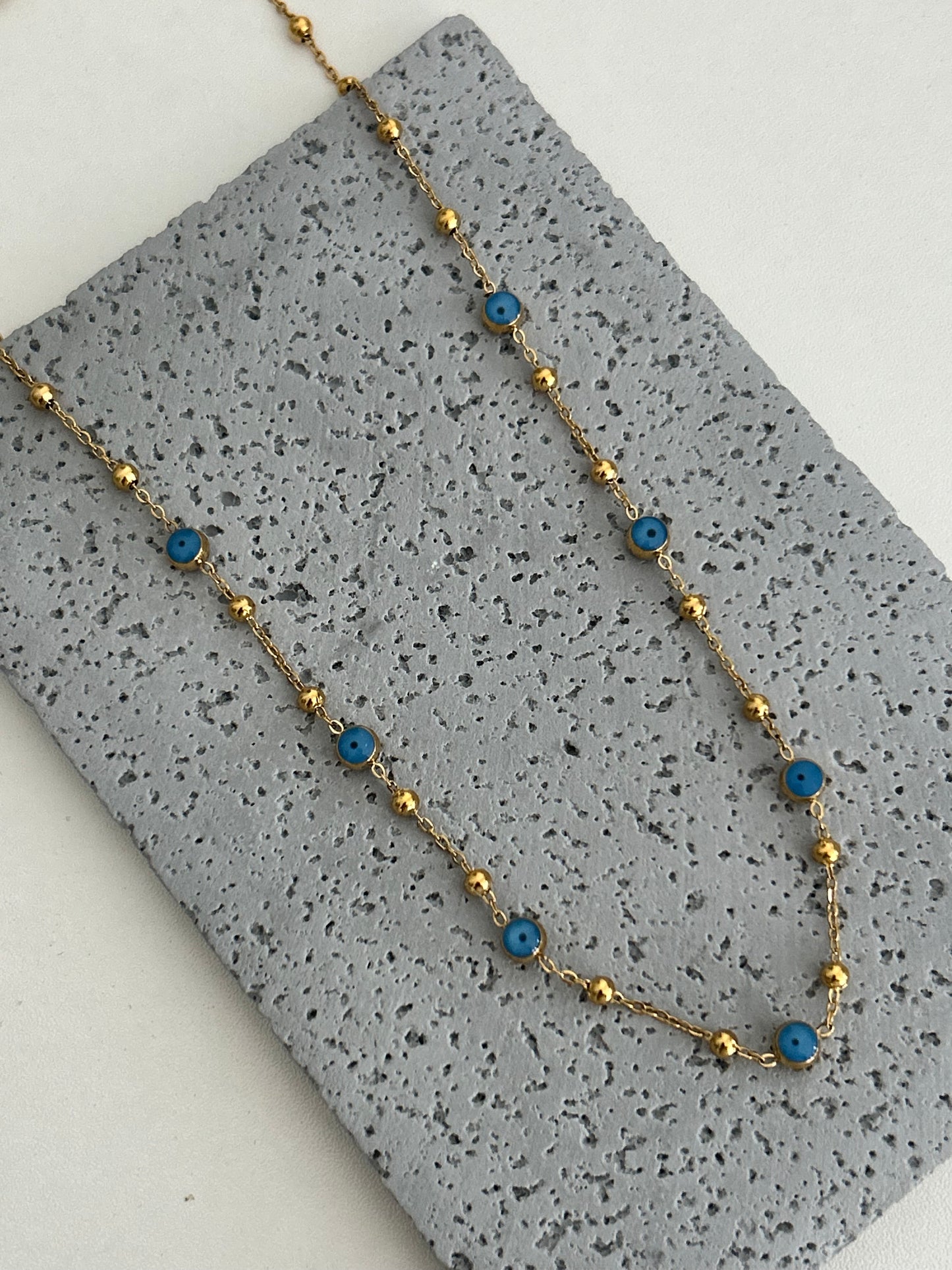 Raya necklace • Evil eye beaded gold necklace